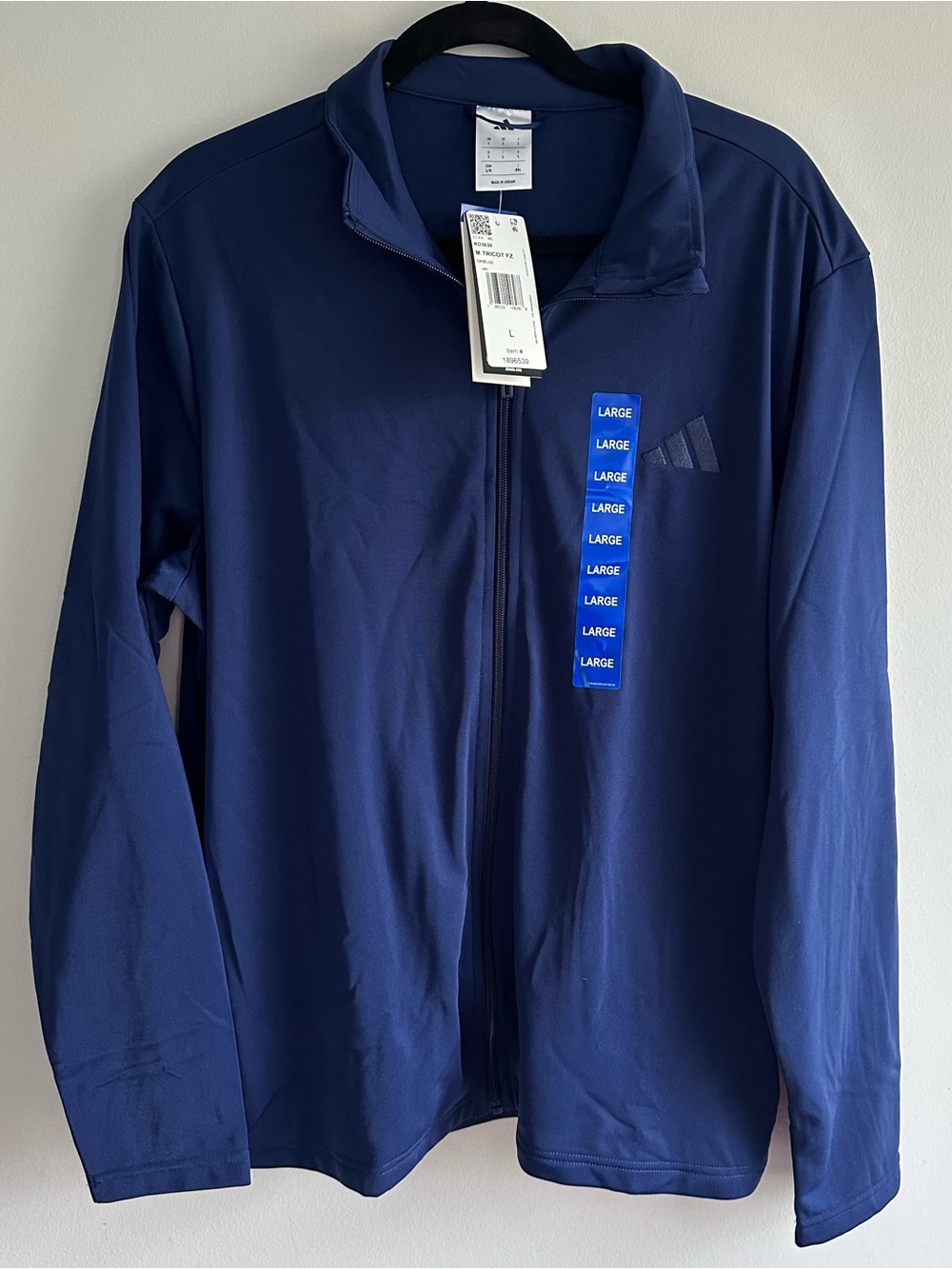 Adidas NWT Men’s Tricot Track Jacket Full Zip Size Large Dark Blue
